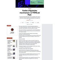 Fuses e Aquisies movimentam  2,7 MM at Maio